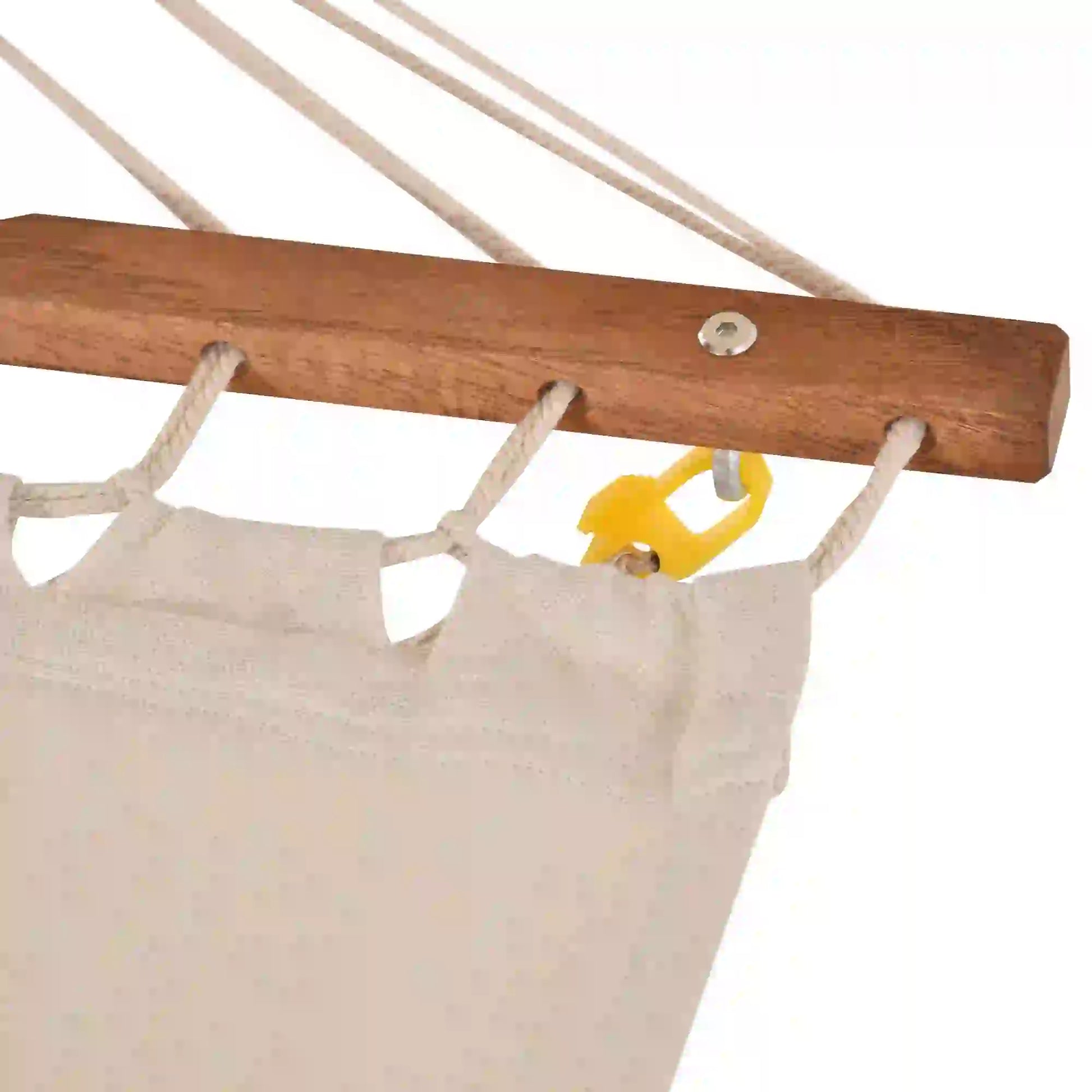 2 Person Wood Swing Hammock with Stand, Canopy, White/Teak Hammocks with Stand at Gallery Canada