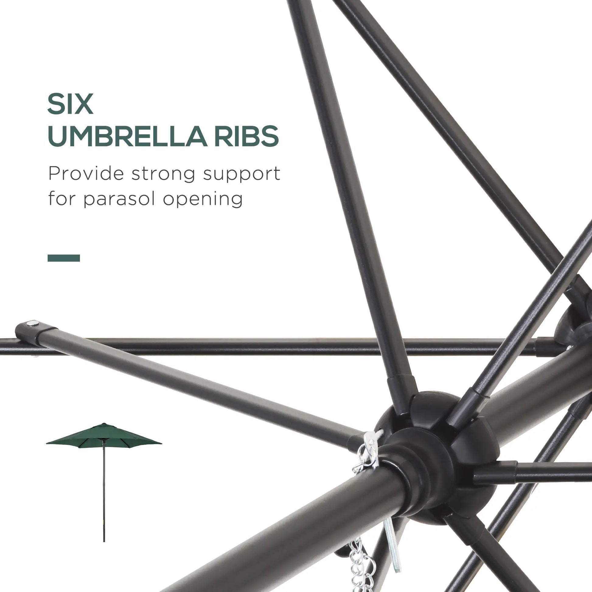 6.6FT Outdoor Patio Umbrella, 6 Solid Ribs, Green Patio Umbrellas at Gallery Canada