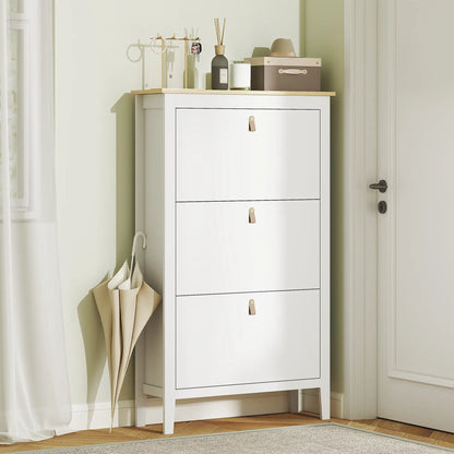 Narrow 3-Flip Drawer Shoe Cabinet, Adjustable Shelves, White Shoe Storage Cabinets & Racks at Gallery Canada