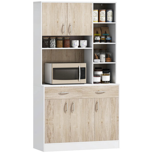 Kitchen Buffet, Hutch Storage Cabinet, Drawers Sideboard Kitchen Pantry Cabinets Nature Wood, White at Gallery Canada