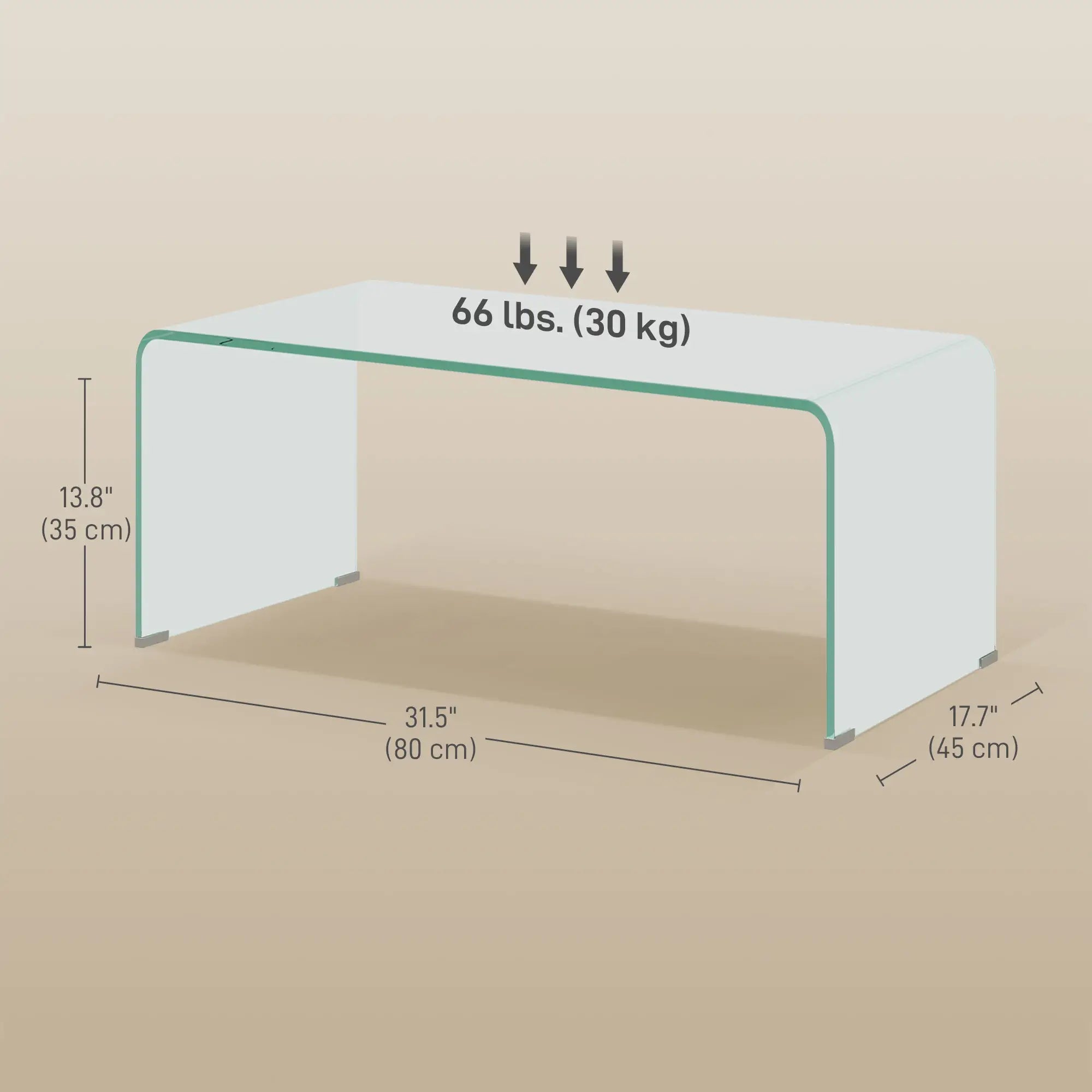 Clear Glass Coffee Table, Modern Rectangle Living Room Table, Safe Rounded Edges Coffee Tables at Gallery Canada