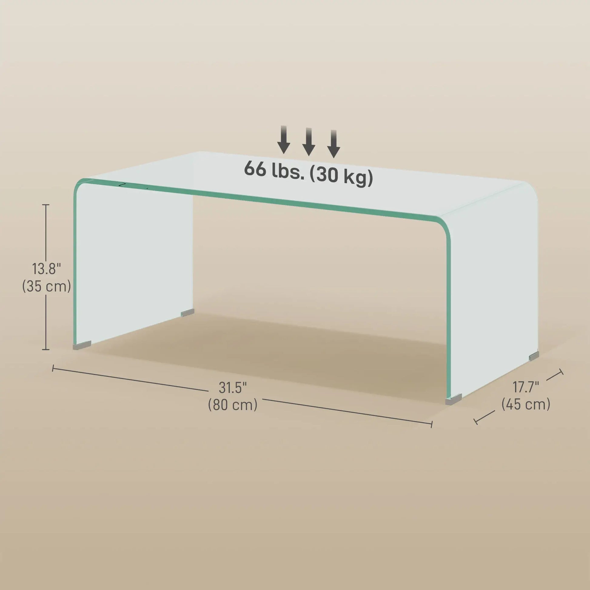 Clear Glass Coffee Table, Modern Rectangle Living Room Table, Safe Rounded Edges Coffee Tables at Gallery Canada