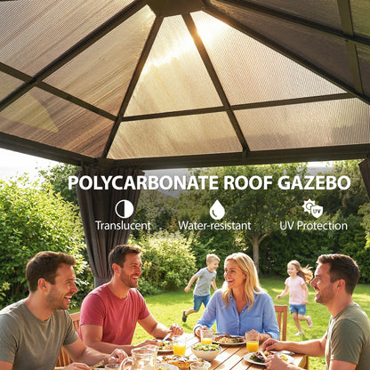 10' x 10' Hardtop Gazebo, Steel Frame, UV50+ Polycarbonate Roof, Light Grey Gazebos at Gallery Canada