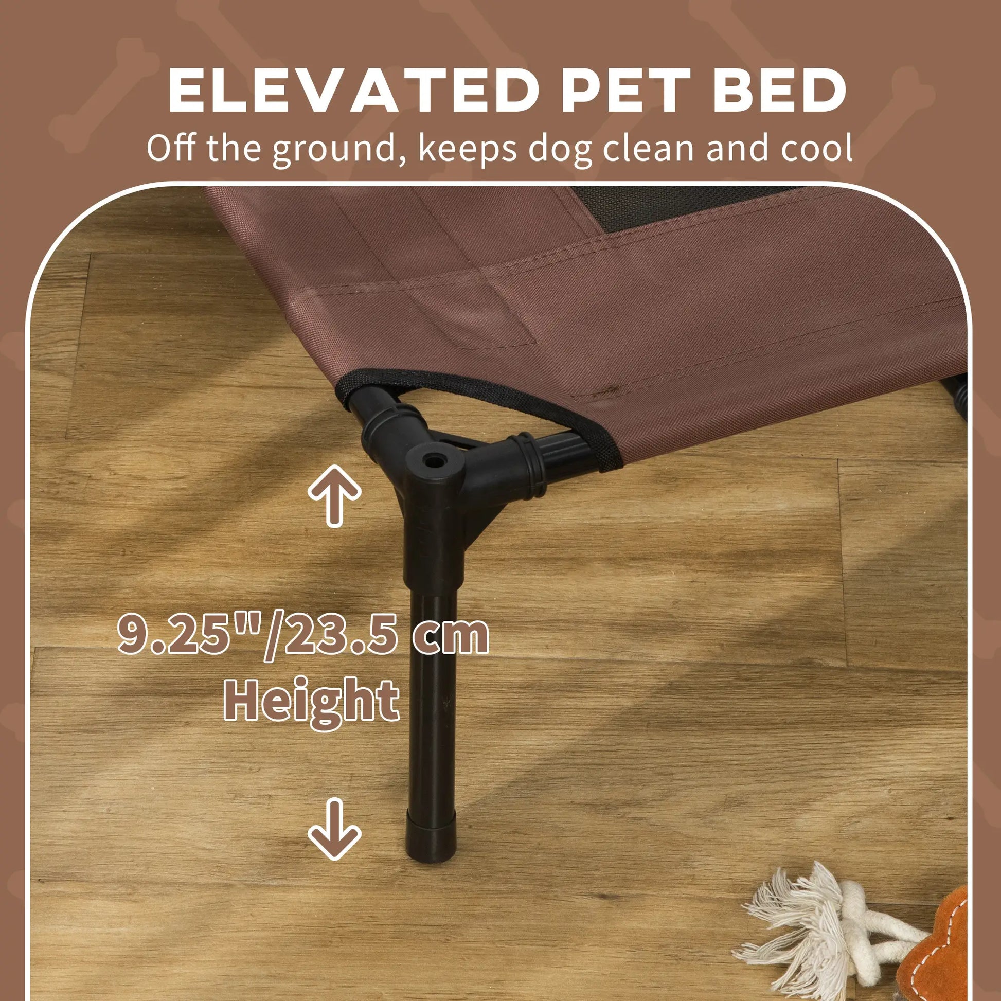 Elevated Dog Bed with Canopy, Portable Dog Cot, XL, 48" x 36" x 43", Coffee Elevated Dog Beds at Gallery Canada