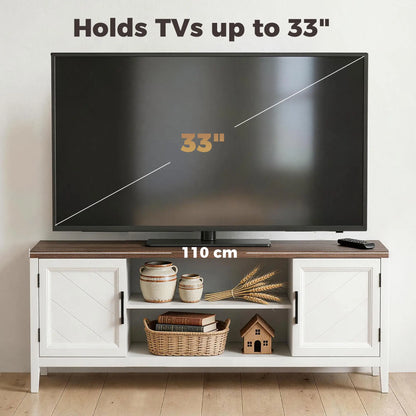 TV Stand for 55 Inch TV, Entertainment Center with Shelves, White and Brown TV Stands at Gallery Canada