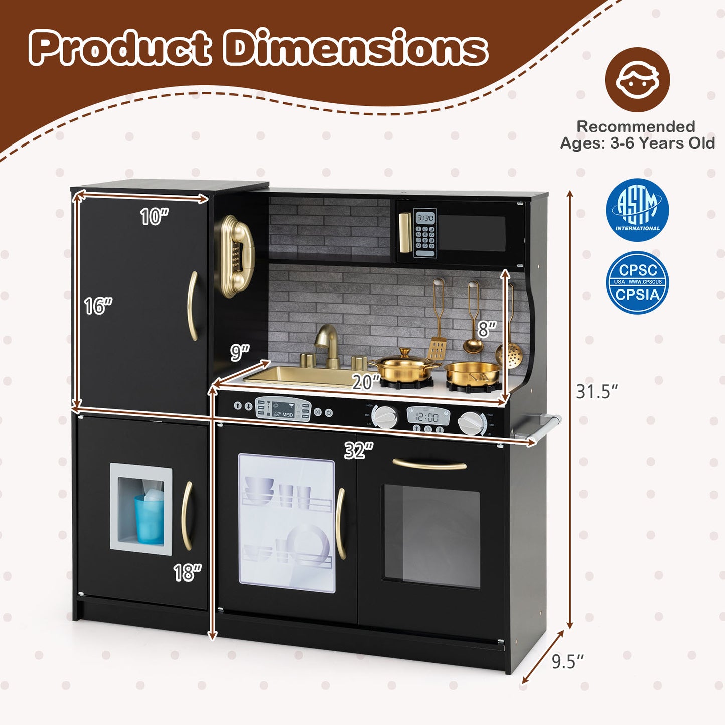 Toddler Pretend Play Kitchen, 3-6 Years, Black Play Kitchen Sets at Gallery Canada