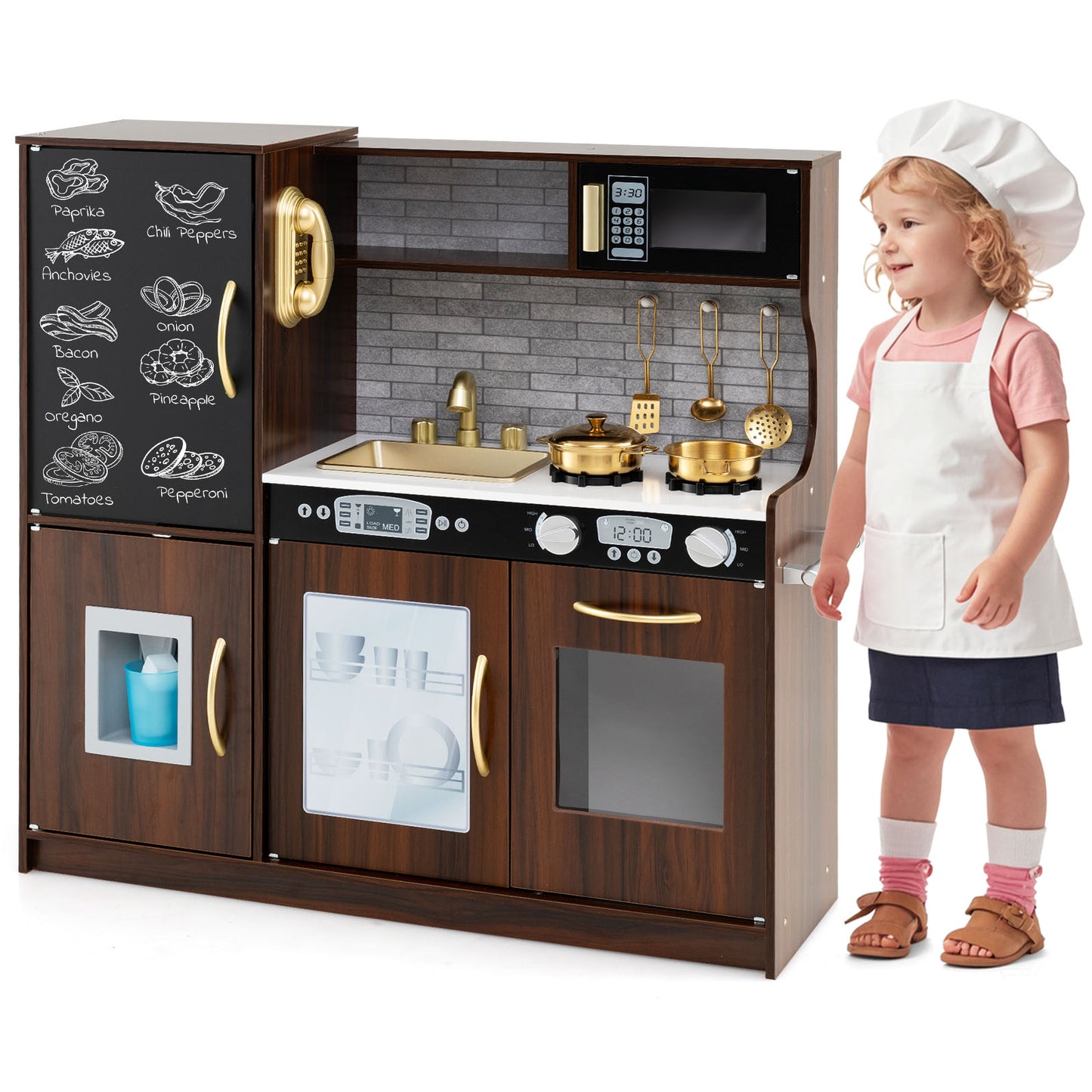 Toddler Pretend Play Kitchen, 3-6 Years Old, Brown Play Kitchen Sets at Gallery Canada