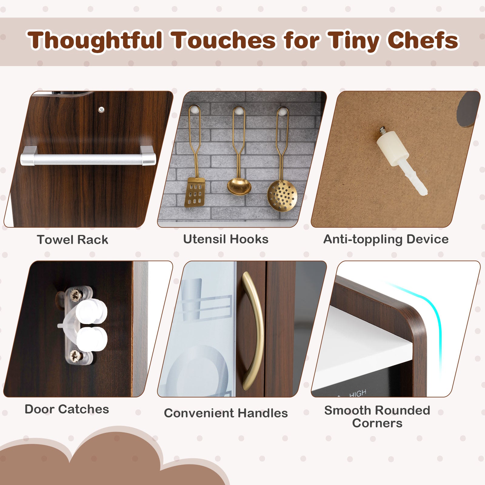 Toddler Pretend Play Kitchen, 3-6 Years Old, Brown Play Kitchen Sets at Gallery Canada