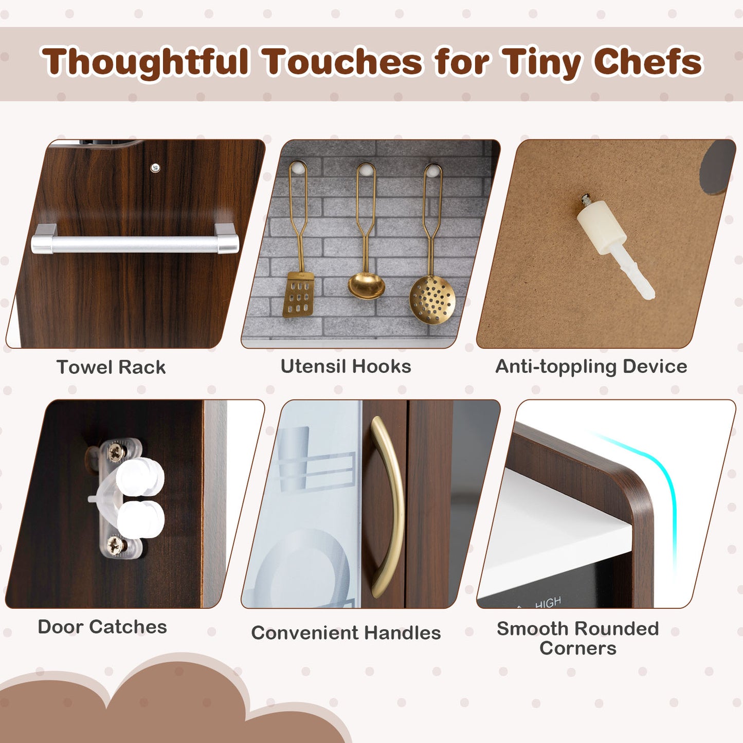 Toddler Pretend Play Kitchen, 3-6 Years Old, Brown Play Kitchen Sets at Gallery Canada