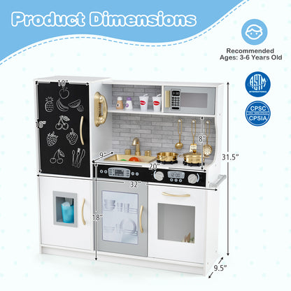 Toddler Pretend Play Kitchen for Boys and Girls 3-6 Years Old, White & Golden Play Kitchen Sets at Gallery Canada