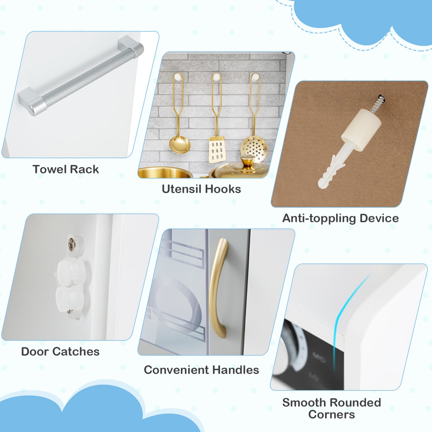 Toddler Pretend Play Kitchen for Boys and Girls 3-6 Years Old, White & Golden Play Kitchen Sets at Gallery Canada