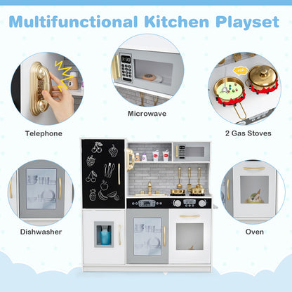 Toddler Pretend Play Kitchen for Boys and Girls 3-6 Years Old, White & Golden Play Kitchen Sets at Gallery Canada