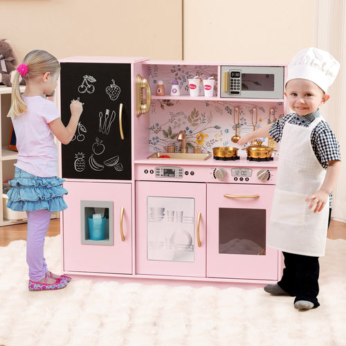 Toddler Pretend Play Kitchen for Boys and Girls 3-6 Years Old, Light Pink