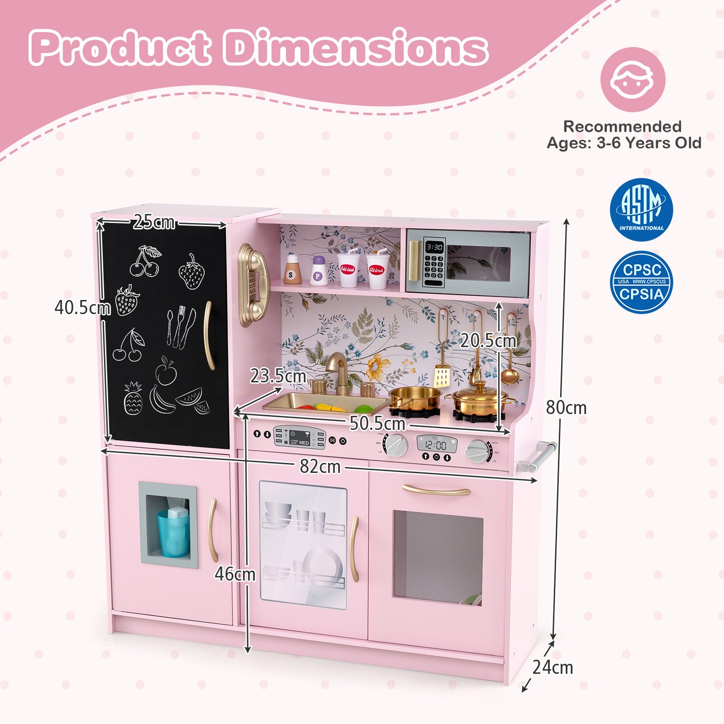 Toddler Pretend Play Kitchen for Boys and Girls 3-6 Years Old, Light Pink Play Kitchen Sets at Gallery Canada