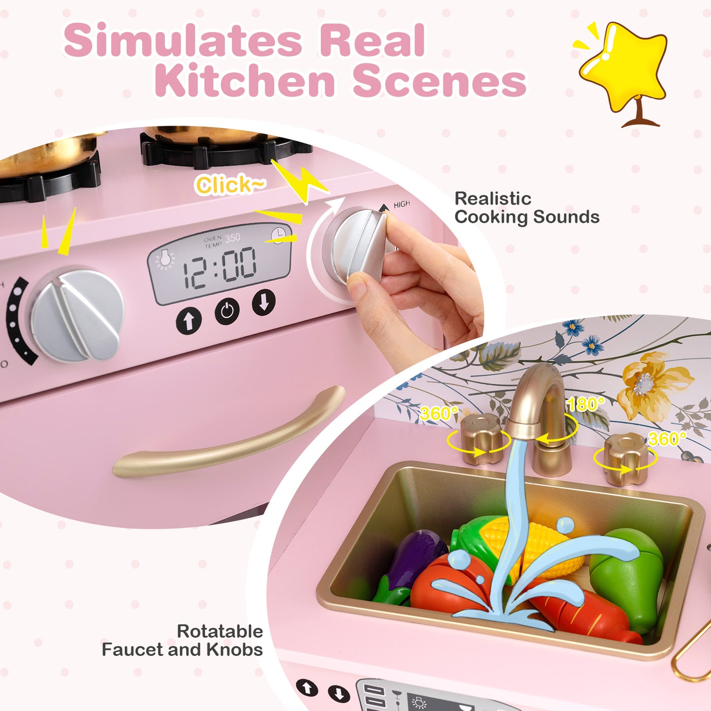 Toddler Pretend Play Kitchen for Boys and Girls 3-6 Years Old, Light Pink Play Kitchen Sets at Gallery Canada