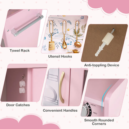 Toddler Pretend Play Kitchen for Boys and Girls 3-6 Years Old, Light Pink Play Kitchen Sets at Gallery Canada