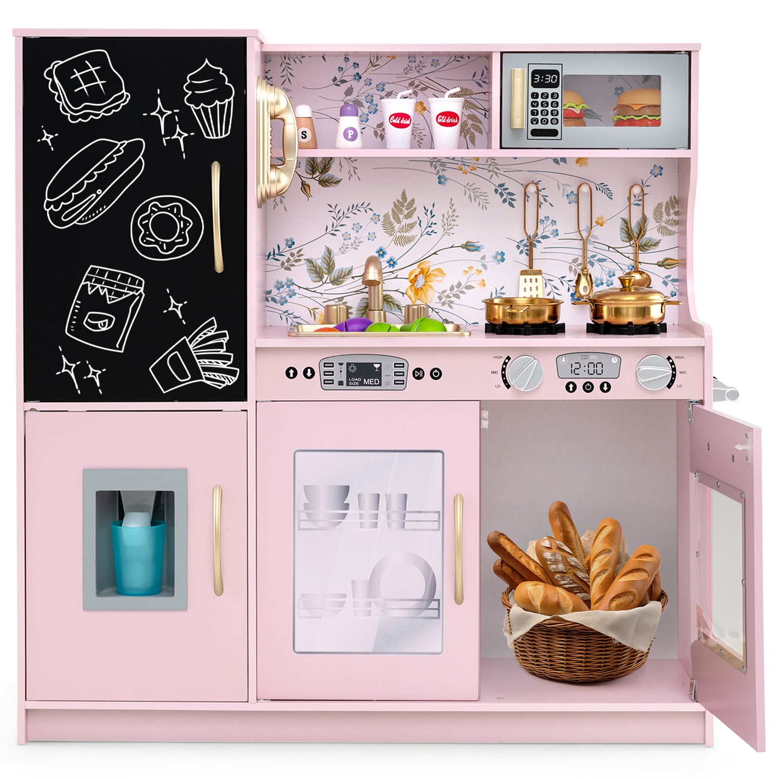 Toddler Pretend Play Kitchen, 3-6 Years Old, Light Pink Play Kitchen Sets Light Pink at Gallery Canada
