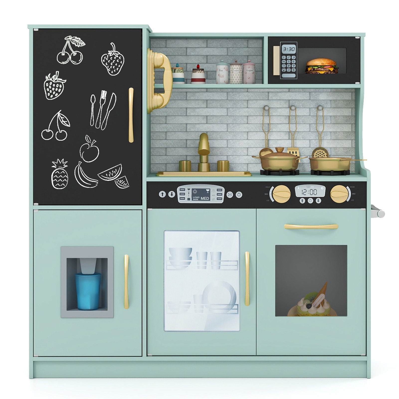 Toddler Pretend Play Kitchen, 3-6 Years Old, Green Play Kitchen Sets Green at Gallery Canada