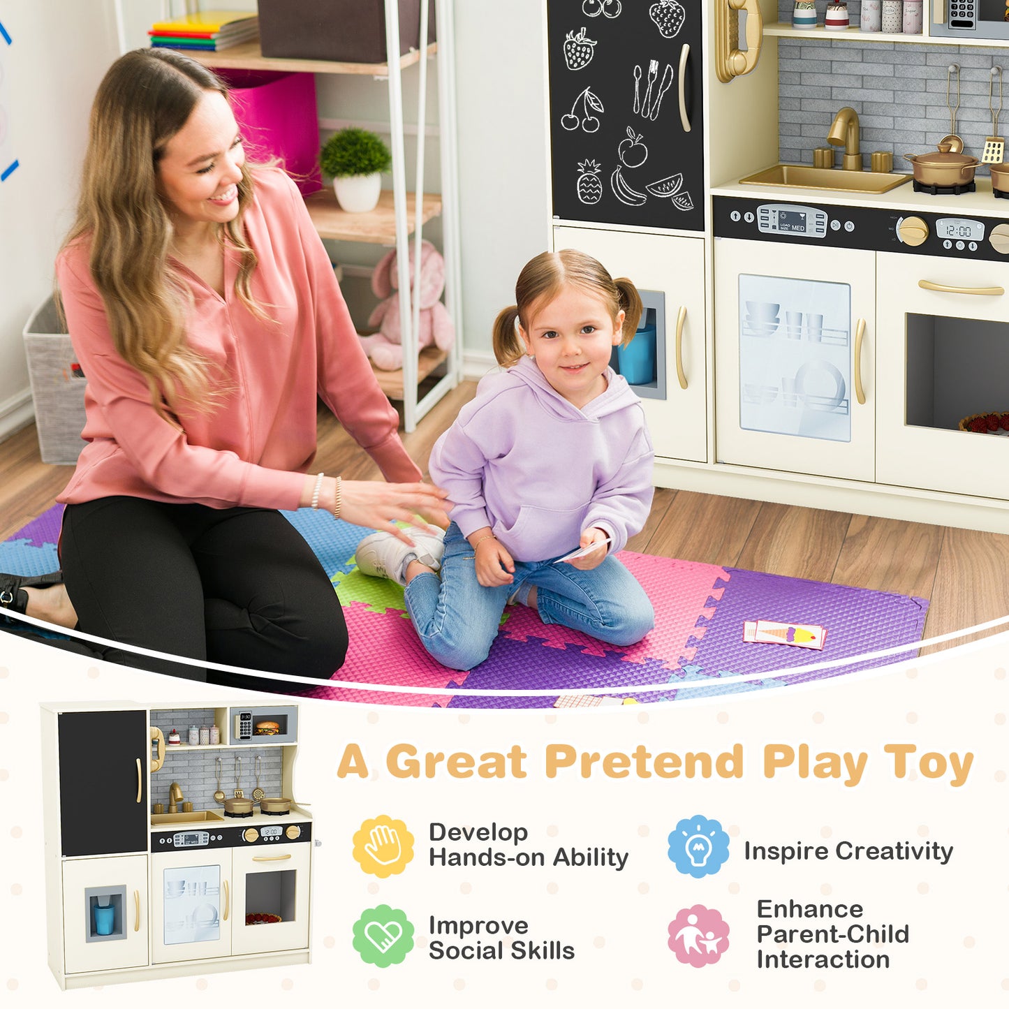 Toddler Pretend Play Kitchen, 3-6 Years, Cream White Play Kitchen Sets at Gallery Canada