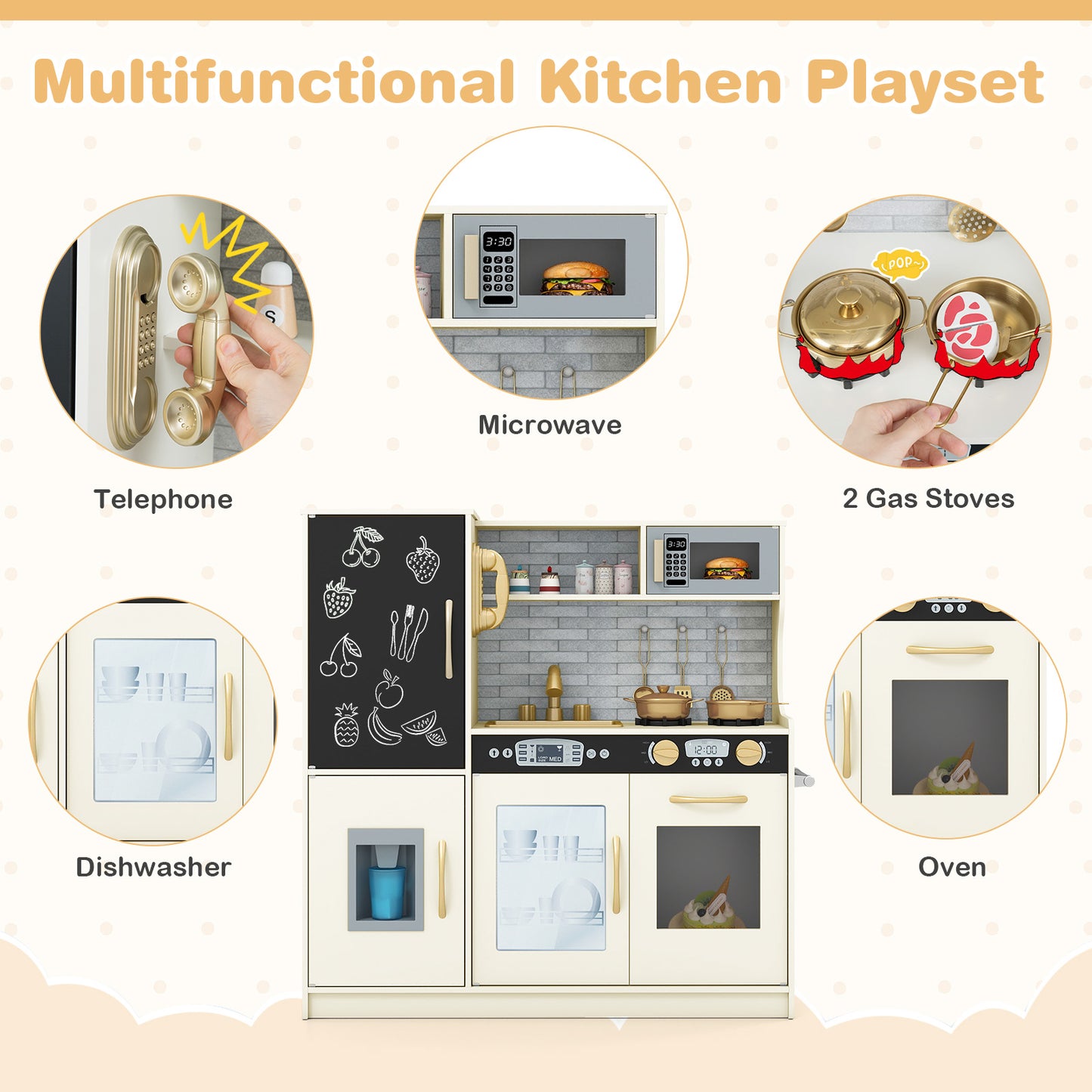 Toddler Pretend Play Kitchen, 3-6 Years, Cream White Play Kitchen Sets at Gallery Canada