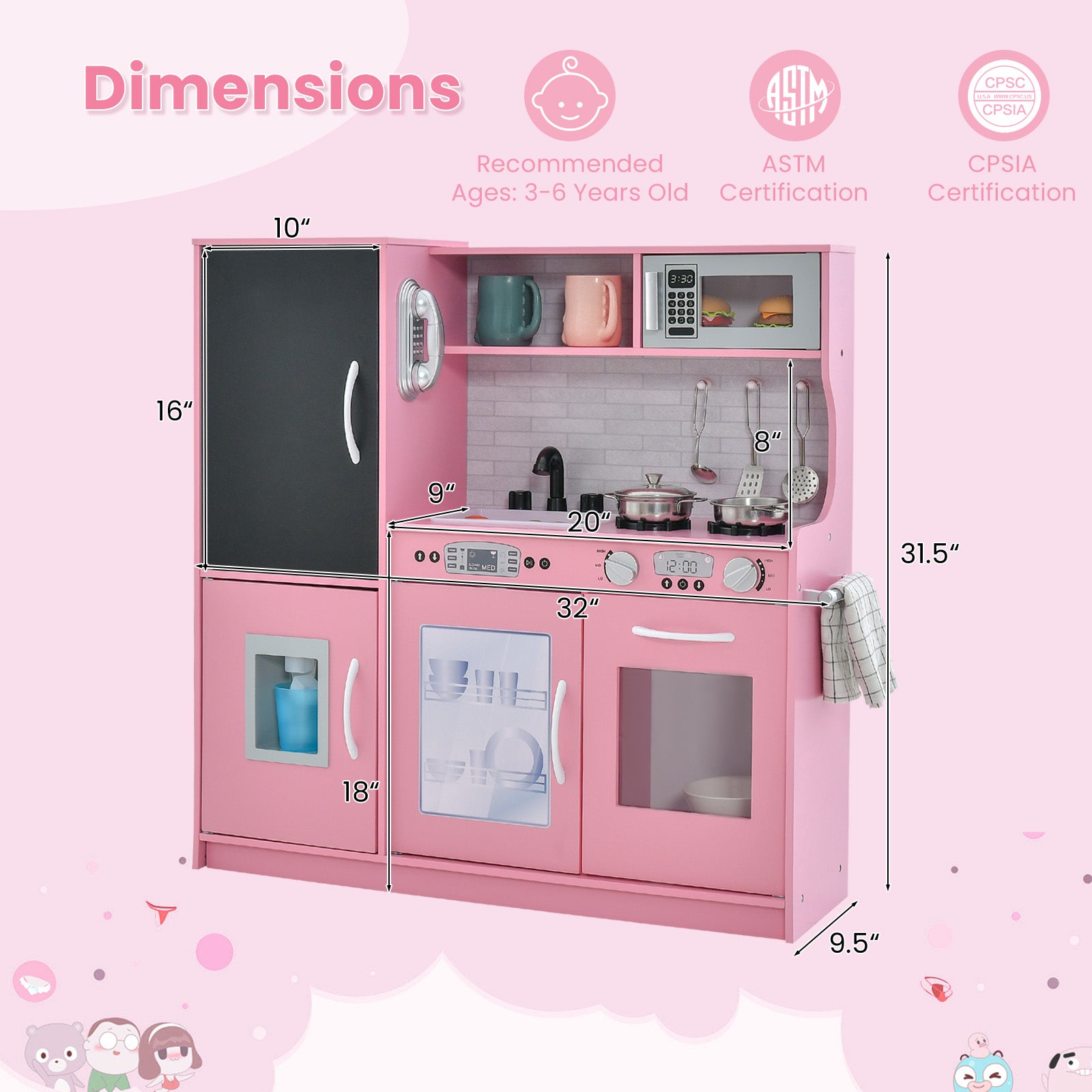 Toddler Pretend Play Kitchen, 3-6 Years Old, Pink Play Kitchen Sets at Gallery Canada
