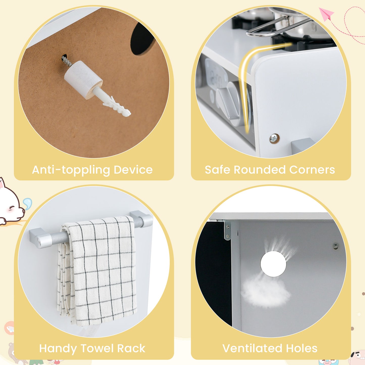 Toddler Pretend Play Kitchen for Boys and Girls 3-6 Years Old, White Play Kitchen Sets at Gallery Canada