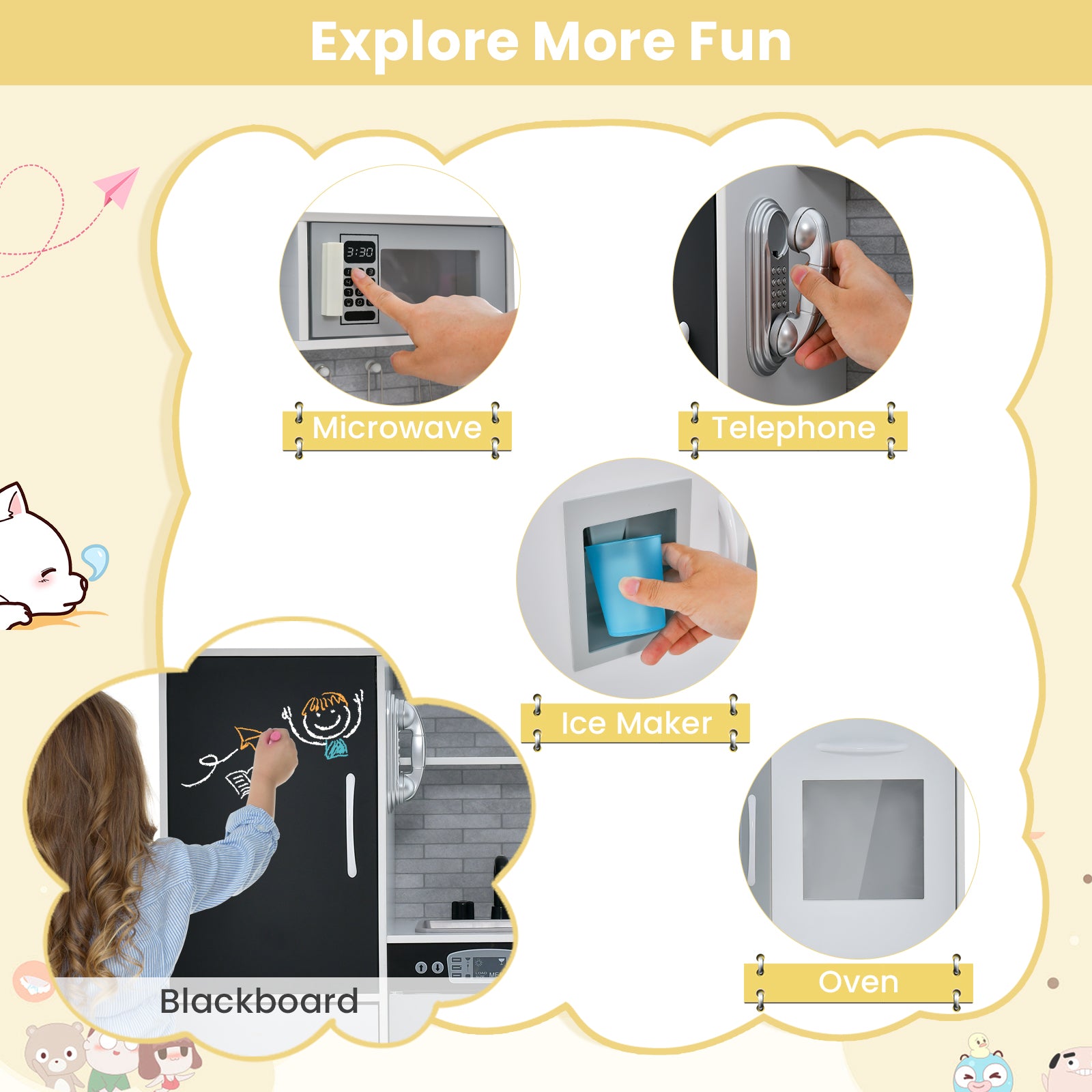 Toddler Pretend Play Kitchen for Boys and Girls 3-6 Years Old, White Play Kitchen Sets at Gallery Canada