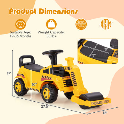 Toddler Ride on Car with Adjustable Roller and Under-Seat Storage, Yellow Push & Pedal Ride On Toys at Gallery Canada