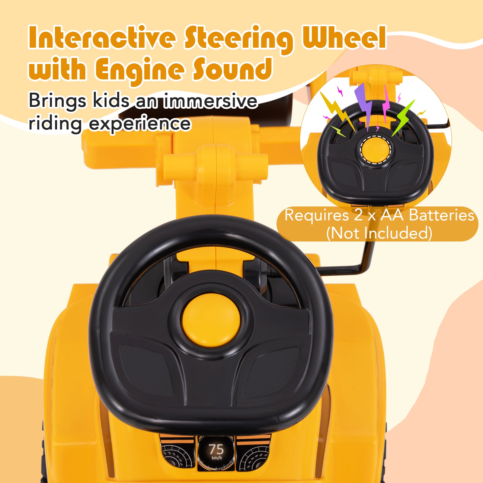 Toddler Ride on Car with Adjustable Roller and Under-Seat Storage, Yellow Push & Pedal Ride On Toys at Gallery Canada