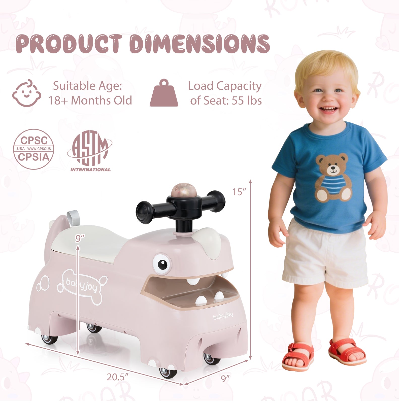 Toddler Ride on Toy Walking Sliding Car with Lights and Music, Pink Push & Pedal Ride On Toys at Gallery Canada