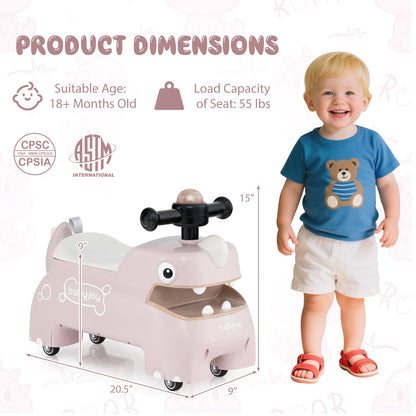 Toddler Ride on Toy Walking Sliding Car with Lights and Music, Pink Push & Pedal Ride On Toys at Gallery Canada