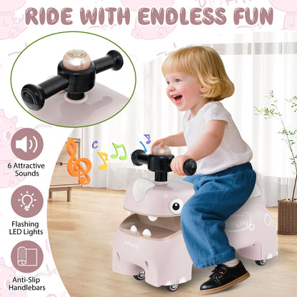 Toddler Ride on Toy Walking Sliding Car with Lights and Music, Pink Push & Pedal Ride On Toys at Gallery Canada