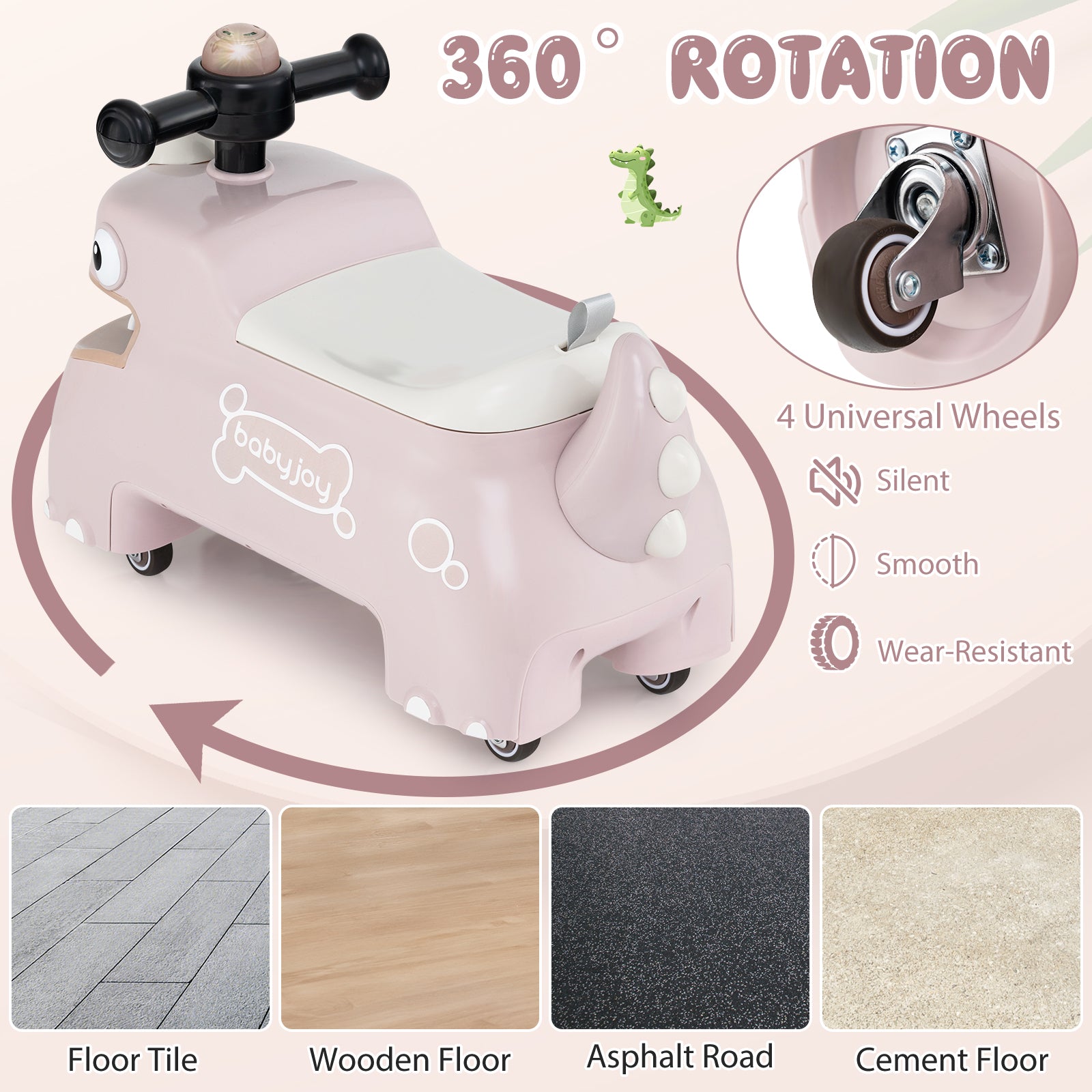 Toddler Ride on Toy Walking Sliding Car with Lights and Music, Pink Push & Pedal Ride On Toys at Gallery Canada