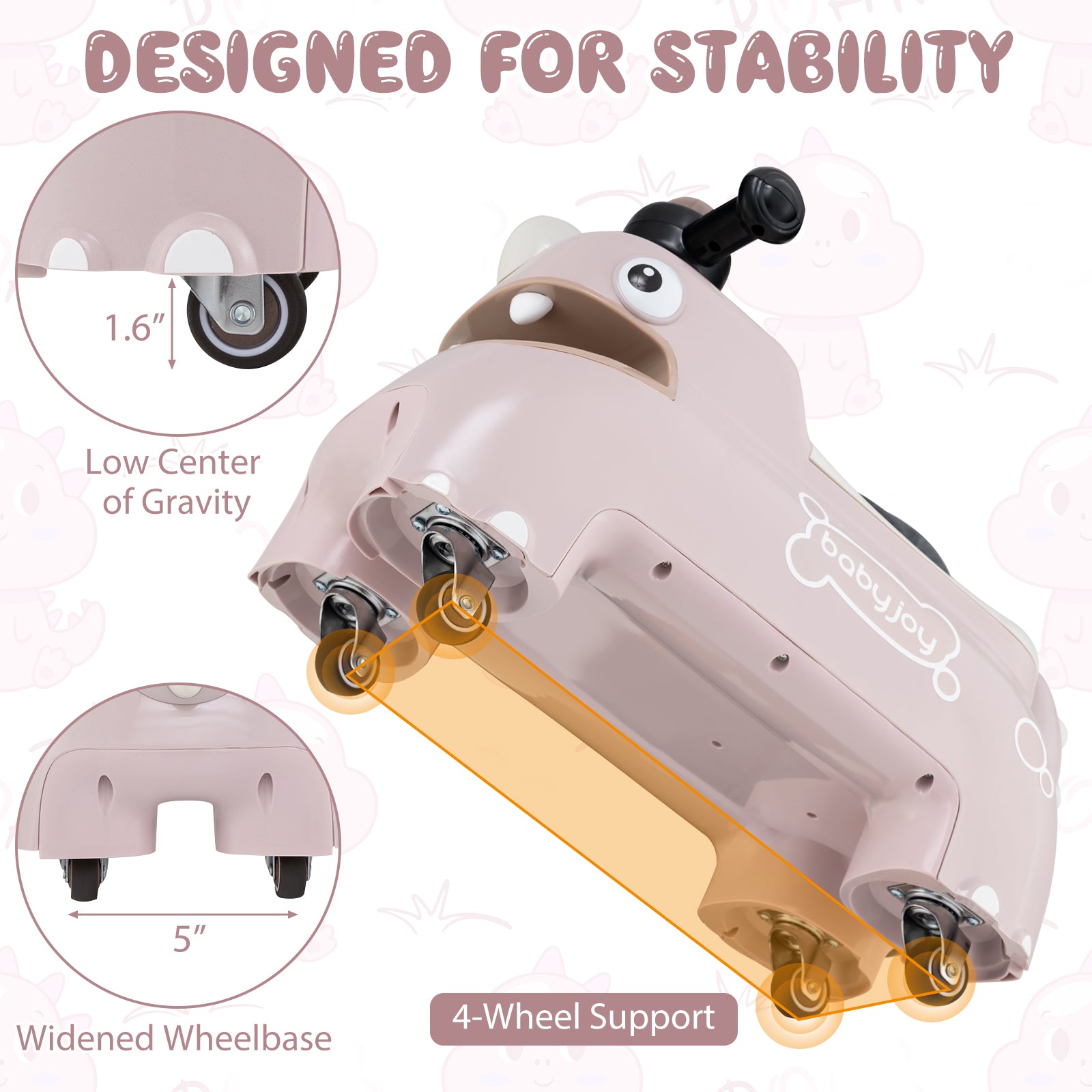 Toddler Ride on Toy Walking Sliding Car with Lights and Music, Pink Push & Pedal Ride On Toys at Gallery Canada