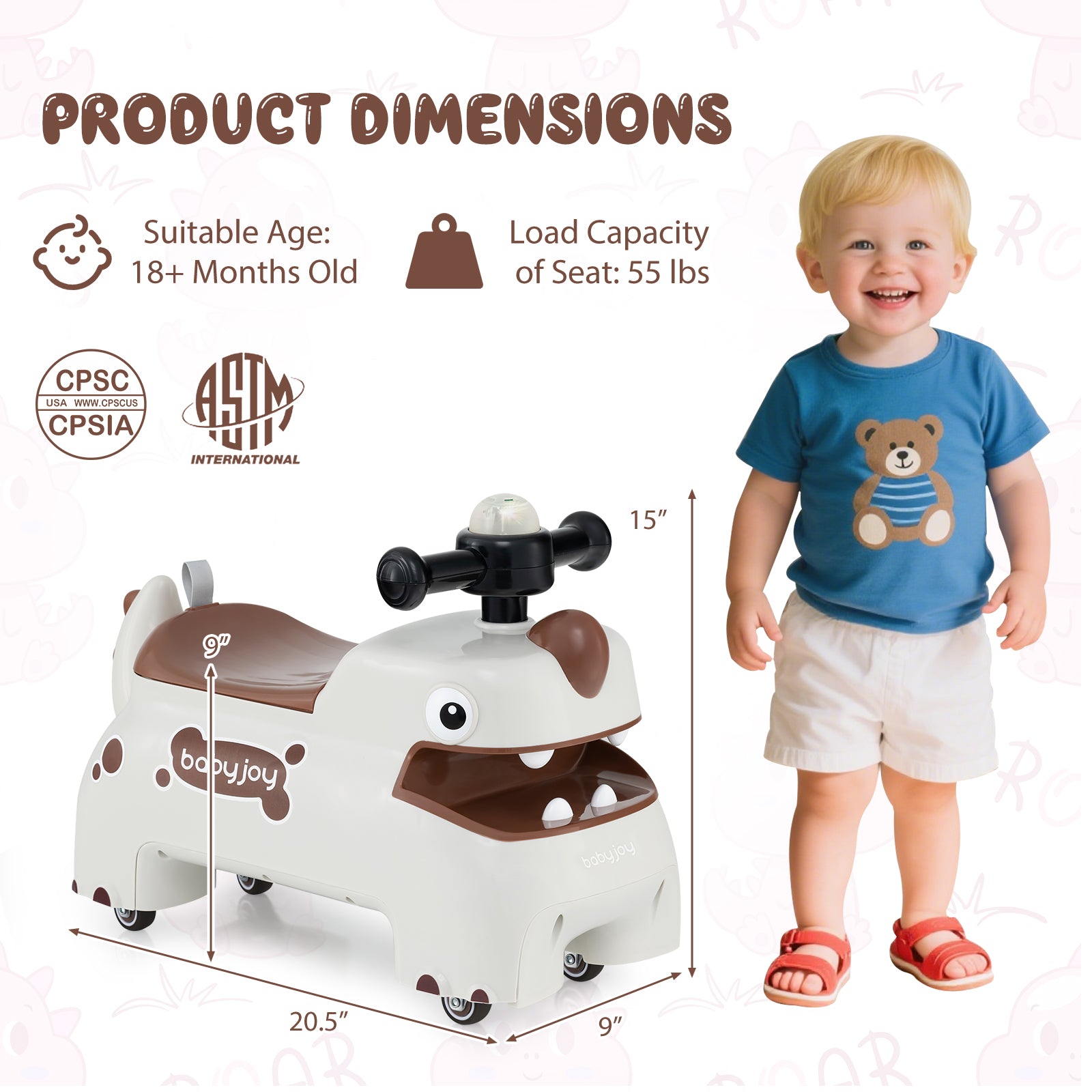 Toddler Ride on Toy Walking Sliding Car with Lights and Music, White Push & Pedal Ride On Toys at Gallery Canada