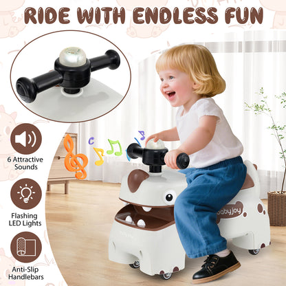 Toddler Ride on Toy Walking Sliding Car with Lights and Music, White Push & Pedal Ride On Toys at Gallery Canada