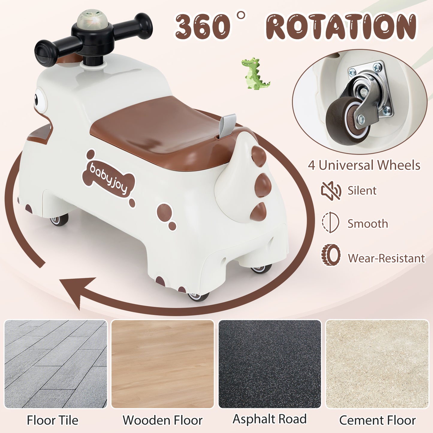 Toddler Ride on Toy Walking Sliding Car with Lights and Music, White Push & Pedal Ride On Toys at Gallery Canada