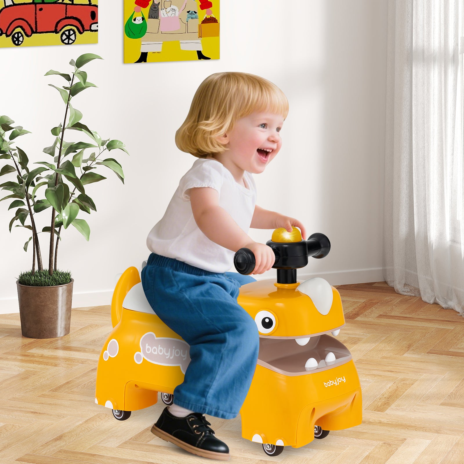 Toddler Ride on Toy Walking Sliding Car with Lights and Music, Yellow Push & Pedal Ride On Toys at Gallery Canada