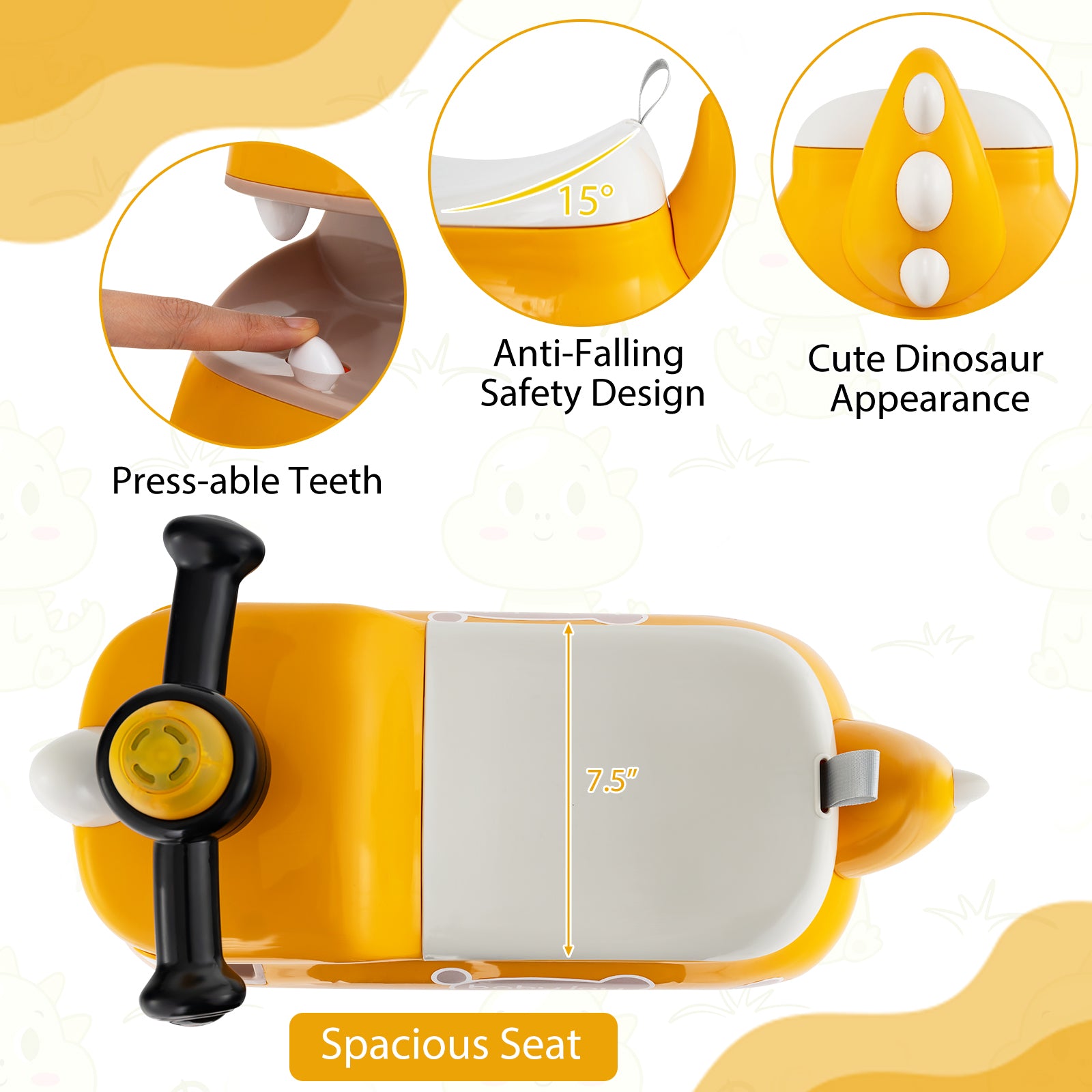 Toddler Ride on Toy Walking Sliding Car with Lights and Music, Yellow Push & Pedal Ride On Toys at Gallery Canada