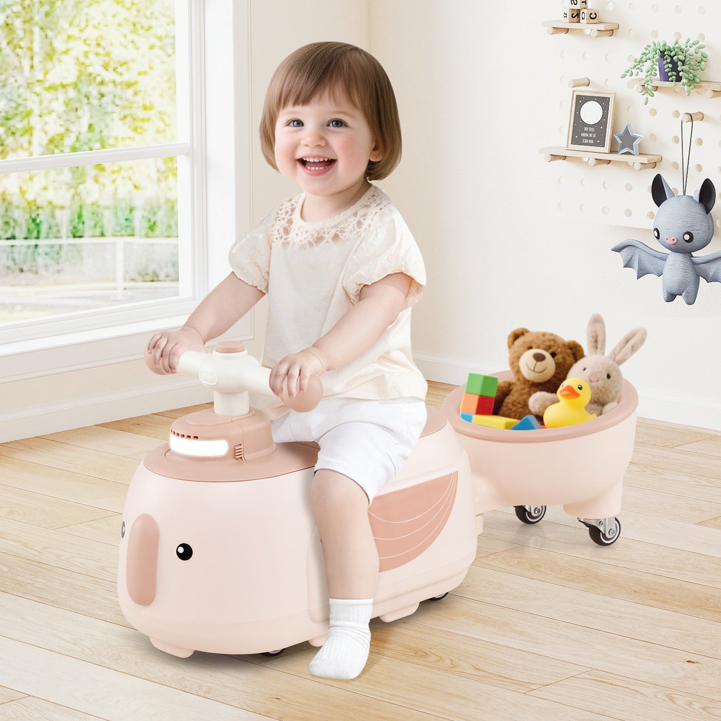 Toddler Ride On Toy With Trailer, Light Music, Beige Powered Ride On Toys at Gallery Canada