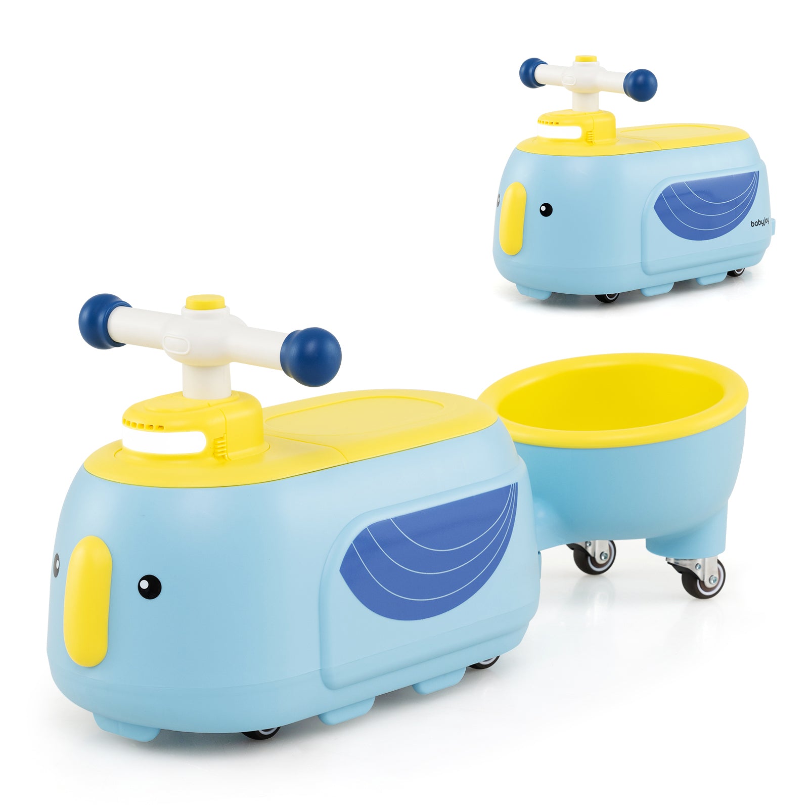 Toddler Ride on Toy with Trailer and Light Music, Blue Powered Ride On Toys at Gallery Canada