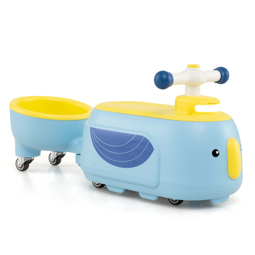 Toddler Ride on Toy with Trailer and Light Music, Blue