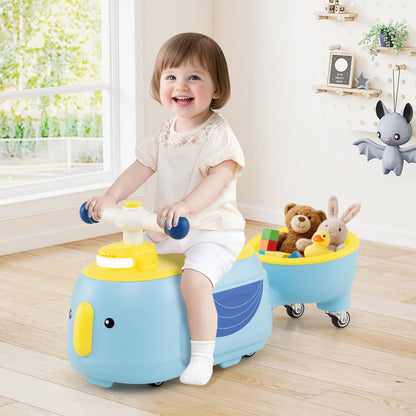 Toddler Ride on Toy with Trailer and Light Music, Blue Powered Ride On Toys at Gallery Canada