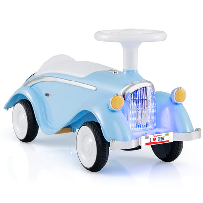 Toddler Ride on Toy Classic Sliding Car with Horn and LED Headlight, Blue Push & Pedal Ride On Toys Blue at Gallery Canada