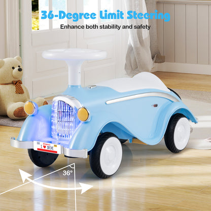 Toddler Ride on Toy Classic Sliding Car with Horn and LED Headlight, Blue Push & Pedal Ride On Toys at Gallery Canada