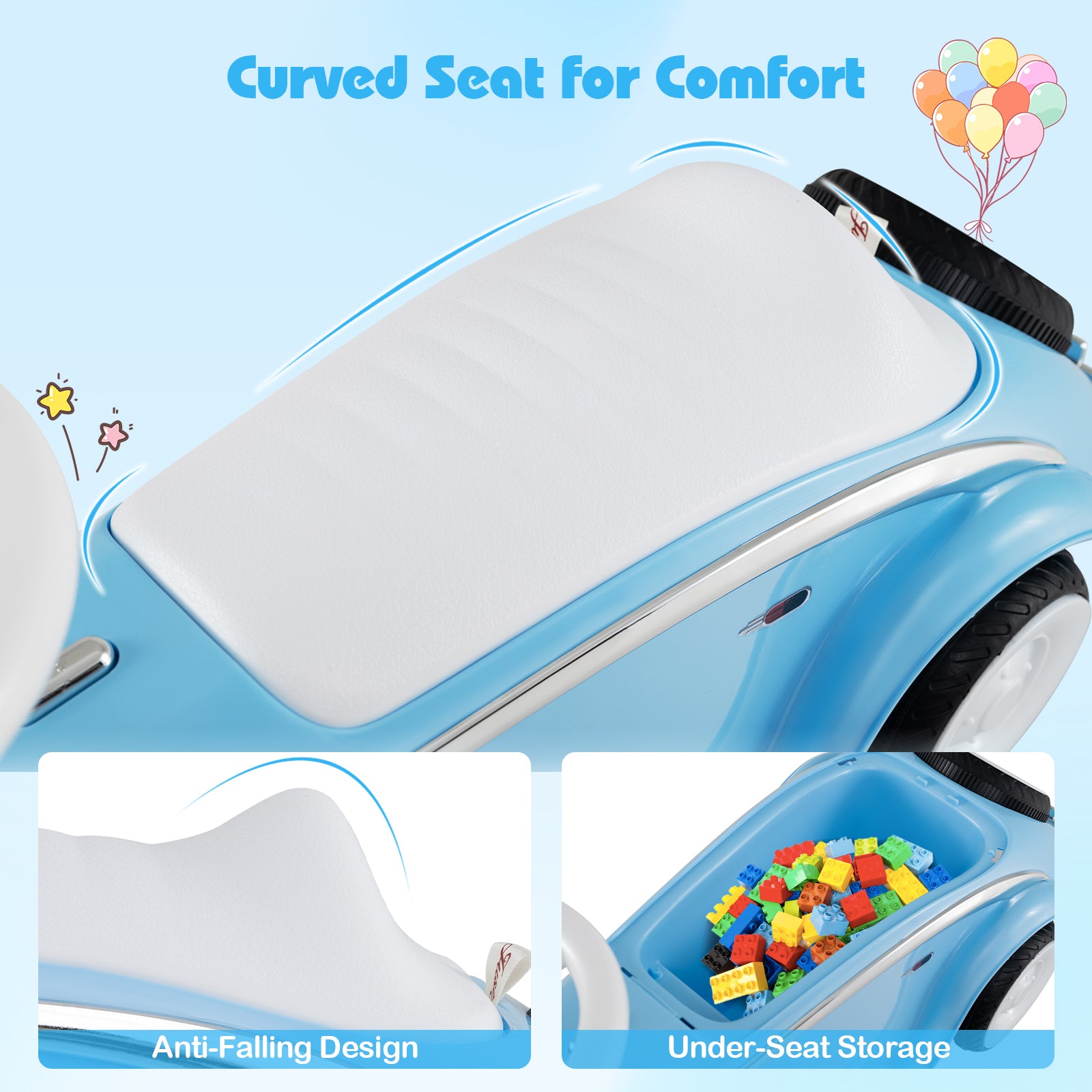 Toddler Ride on Toy Classic Sliding Car with Horn and LED Headlight, Blue Push & Pedal Ride On Toys at Gallery Canada