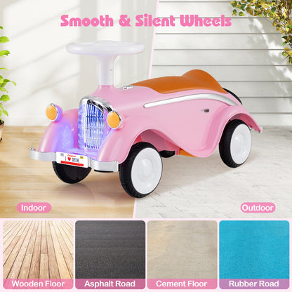 Toddler Ride on Toy Classic Sliding Car with Horn and LED Headlight, Pink Push & Pedal Ride On Toys at Gallery Canada