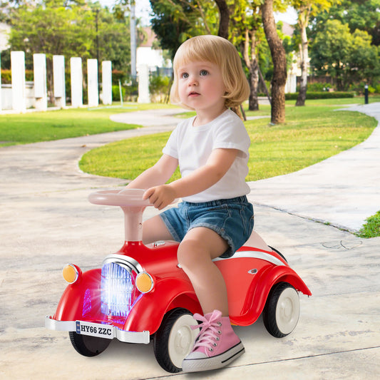 Toddler Ride on Toy Classic Sliding Car with Horn and LED Headlight, Red Push & Pedal Ride On Toys Red at Gallery Canada
