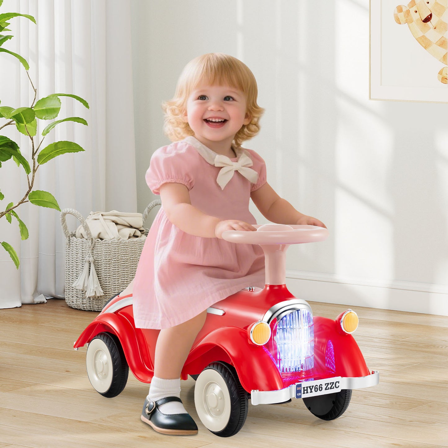 Toddler Ride on Toy Classic Sliding Car with Horn and LED Headlight, Red Push & Pedal Ride On Toys at Gallery Canada
