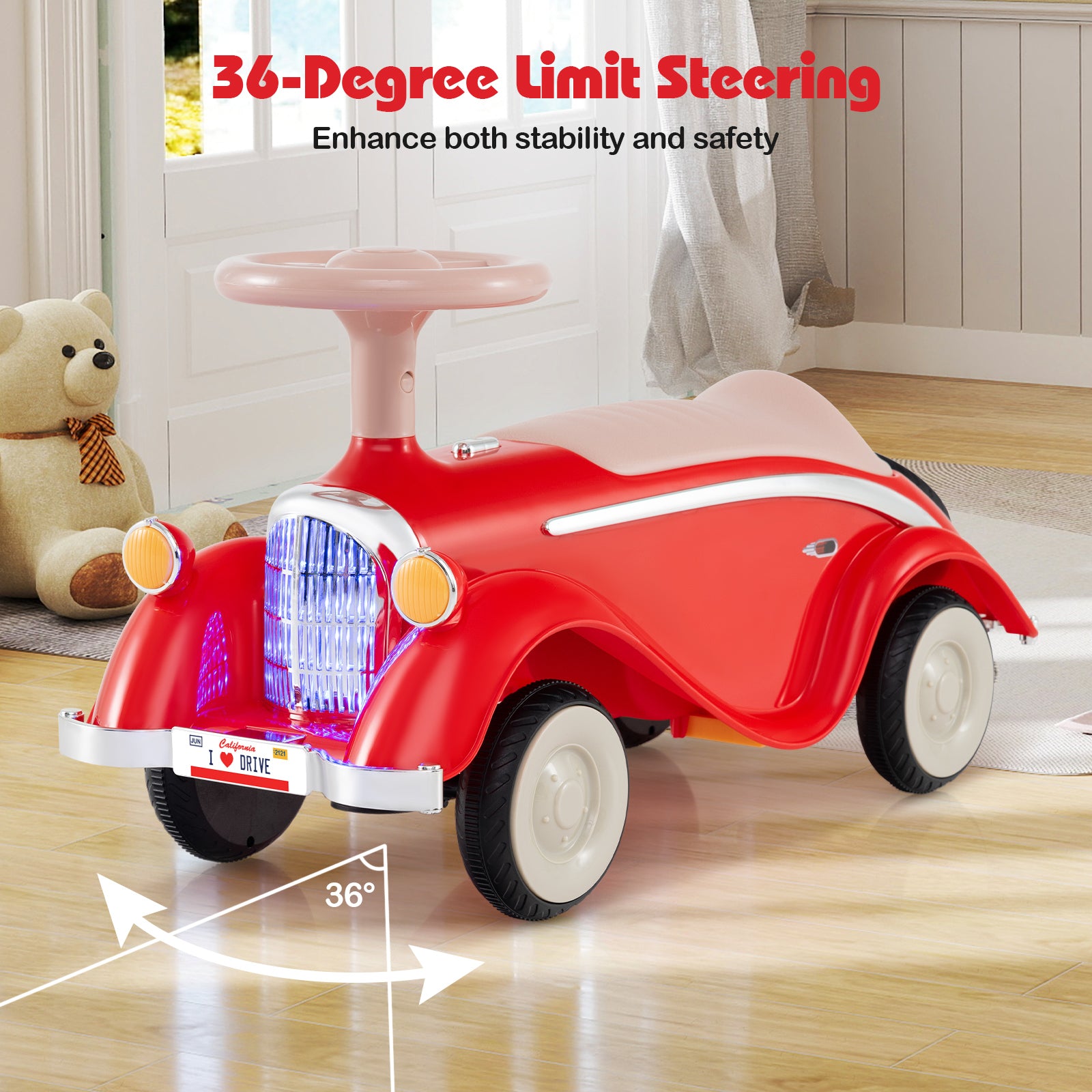 Toddler Ride on Toy Classic Sliding Car with Horn and LED Headlight, Red Push & Pedal Ride On Toys at Gallery Canada